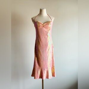 Betsey Johnson evening Pink Sequin Halter Dress vintage size 6
